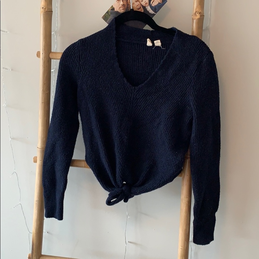 navy blue Anthropologie sweater